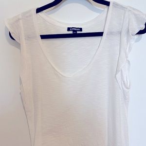 Ruffle short sleeve white T-shirt